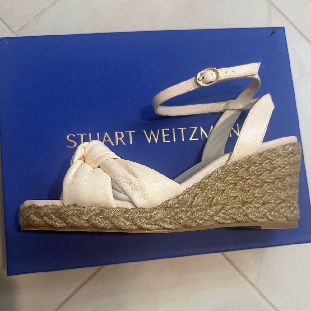 NWT SOLD OUT Stuart Weitzman Playa Espadrille Knot Wedge sz 8.5